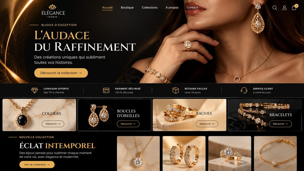 Maquette de boutique en ligne — style chic et premium