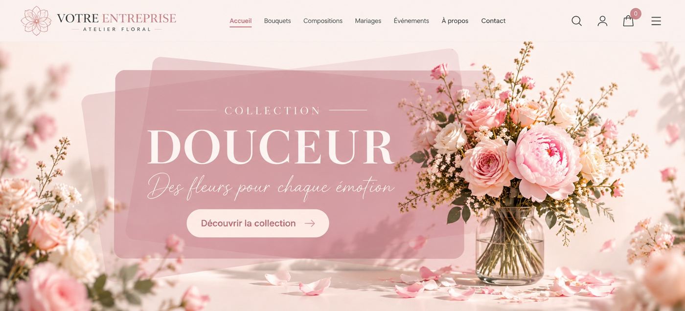 Maquette de boutique en ligne — style doux et pastel